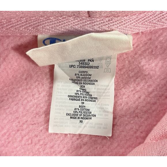 Champion Hoodie Womens XS Pink Crop Sport Pullover Sweatshirt Reverse Weave Y2K - Picture 7 of 10